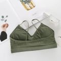 Women Seamless Crop Top Fitness Underwear Wire Free U Shaped Wide Straps Sports Bra Summer Casual One Piece Tube Tops. 