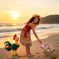Girls Moana Princess Dress Cosplay Costume with Necklace Wig Set Summer Beach Birthday Party Outfit Kids Carnival 2-8Y Vestido. 