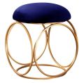 Nestroots Sitting Stool for Living Room Furniture Ottoman pouffes for Sitting | Metallic Side Table Puffy Foot Stool with Metalic Ring Gold Legs Home Furniture. 