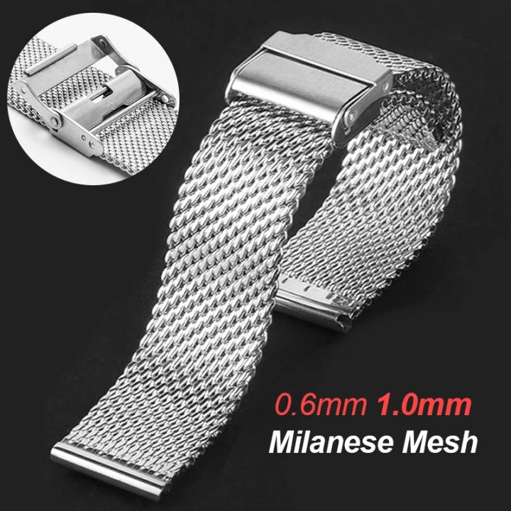 Milanese Mesh Watchband for Stainless Steel Bracelet for DW Folding Buckle Belt 18 20mm 22 24mm Universal Strap for