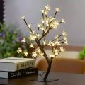 DecorZone 24 leds cherry blossom lamp beautiful black base cherry flower led lamp Sidetable led decoration lamp. 