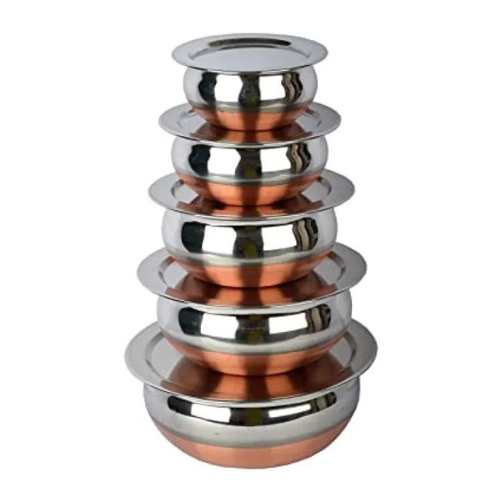5 Pieces Steel Copper Handi kitchen utensils Set