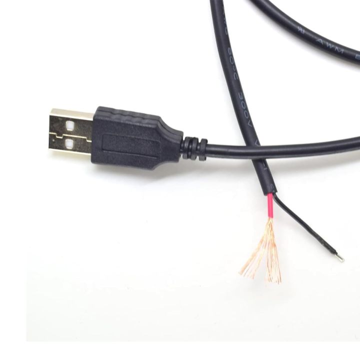 2 Pin 20AWG USB Male Cable Ends 12V 5A Power Pigtail 2 Wire USB A MaleBare Wire End Cable for DIY USB Plug Replacement 0.5M/1M