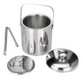 1.3L Double Walled Stainless Steel Ice Cube Container Ice Bucket Container with Tongs Lid For Storage Bar Cooler. 