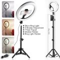 26CM Selfie LED Ring Light with 7ft height Stand Cell Phone Holder Dimmable 3 Light Modes for Live Stream, Makeup, Facebook, YouTube, Instagram,TikTok, Twitter. 