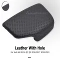 Black Perforated Leather Selector Lever Handle Gear Shift Knob Handball Cover for Audi A4 B9 A5 Q7 4M1 713 139F Q5 2016-2019.