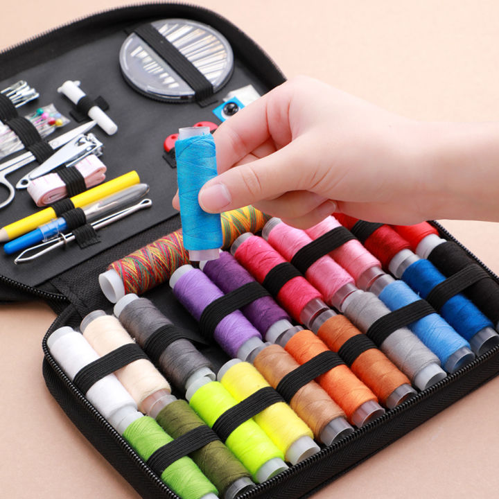 Sewing Kit Complete Set with Threads Needles Scissors Tape Measure ...