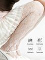 Women's White Hollow Out Tights French Gentle Style Diamond Mesh Friendly Comfortable Versatile Pantyhose For Dating Shopping. 