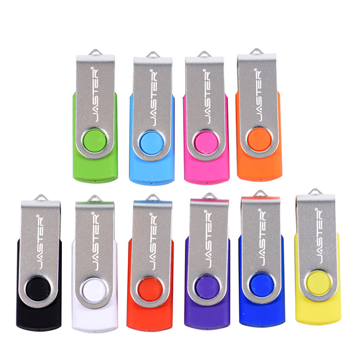 JASTER Rotatable Colorful USB 2.0 Flash Drive 128GB Creative Memory Stick 64GB Silver Clip Pen Drive 32GB U Disk 16GB 8GB