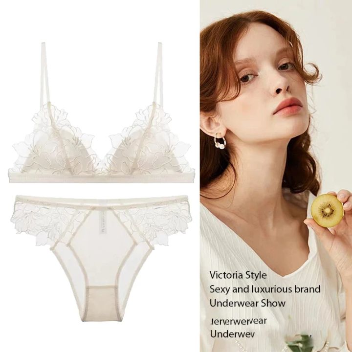 BANERDANNI%20Pure%20Desire%20Victoria%20French%20Lace%20Embroidered%20Lingerie%20Women's%20Thin%20Cup%20Triangle%20Cup%20Bra%20Set%20Comfortable%20No%20Underwire%20-%20Image%207