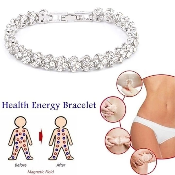 Fashion Women's Crystal Cubic Zirconia Bracelets Silver Color Bracelet Weight Loss Magnetic Therapy Bracelet Health Jewelrys