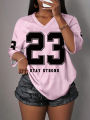  Casual Minimalist Letter NO.23 Graphic T-Shirt For Women Summer Sports Jersey Suitable For Basketball Games Y2k Ladies Clothes. 