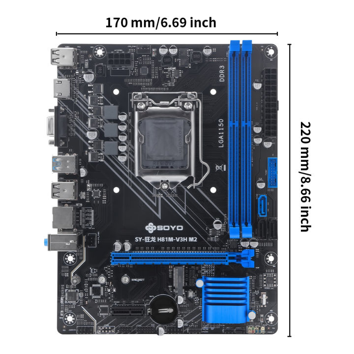 SOYO%20H81M%20Gaming%20Motherboard%20Dual%20Channel%20DDR3%20M.2%20NVME%20PCIEx16%20HDMI%20VGA%20Interface%20LGA%201150%20Supports%20Intel%20Core%204th%20Gen%20CPU%20-%20Image%203