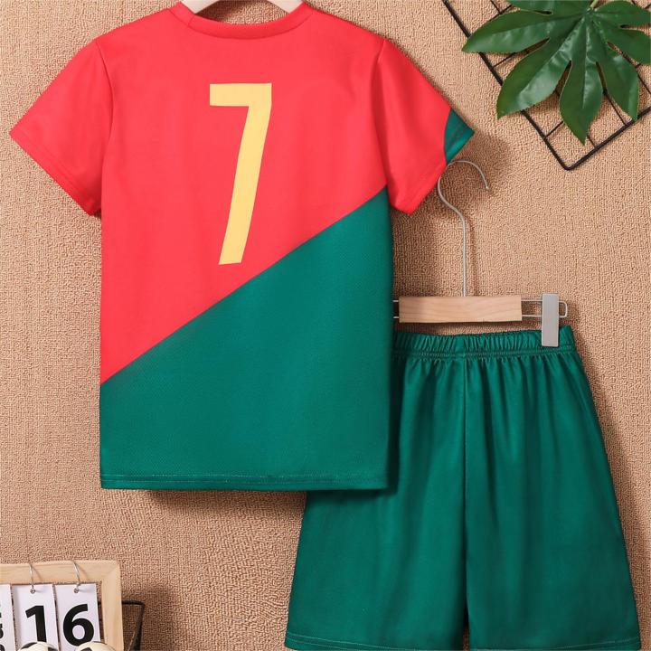 2025%20Youth%20and%20Children%20Red%20and%20Green%20Splicing%20Color%20No.%207%20Legend%20Quick-drying%20Sports%20Football%20Suit%20Set%20-%20Image%202