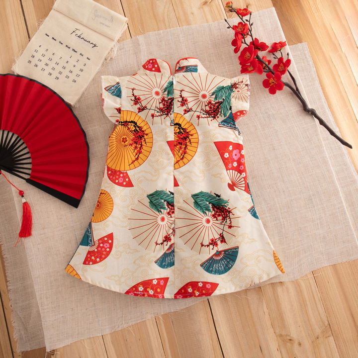 Baby%20Cheongsam%20Summer%20Chinese%20Style%20Print%20Fly%20Sleeve%20Cotton%20Red%20Qipao%20Toddler%20Girl%20Dress%200-2%20Years%20-%20Image%203