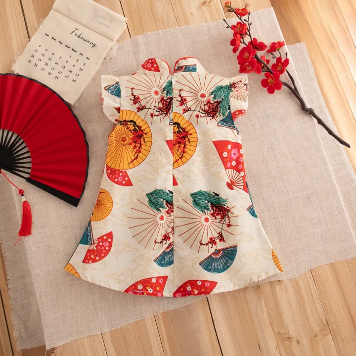 Baby%20Cheongsam%20Summer%20Chinese%20Style%20Print%20Fly%20Sleeve%20Cotton%20Red%20Qipao%20Toddler%20Girl%20Dress%200-2%20Years%20-%20Image%203