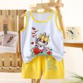 Children's 2-piece set labubu tank top + breathable fabric shorts. 