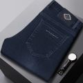 2025 Autumn Winter New High Elasticity Men's Business Jeans Haze Blue Black Gray Denim Trousers Men's Pants Work Clothes Brand. 