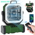 Radiator Fan 20000mAh Battery Camping Fan 4 LED Lantern 8 Speeds Desk Fan Portable Outdoor Fan for Tent Power Outages Jobsite. 