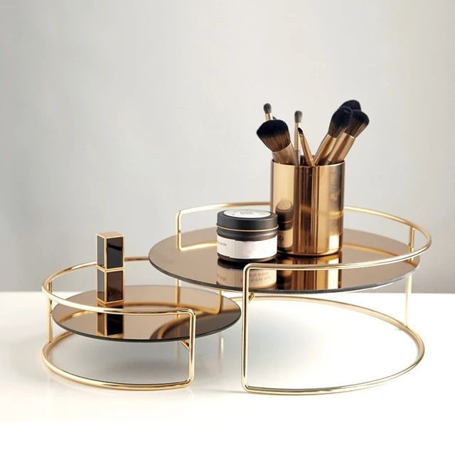 European Style Double Layer Stainless Steel Makeup Rack Cosmetic Storage Rack set of 2 Makeup organizer