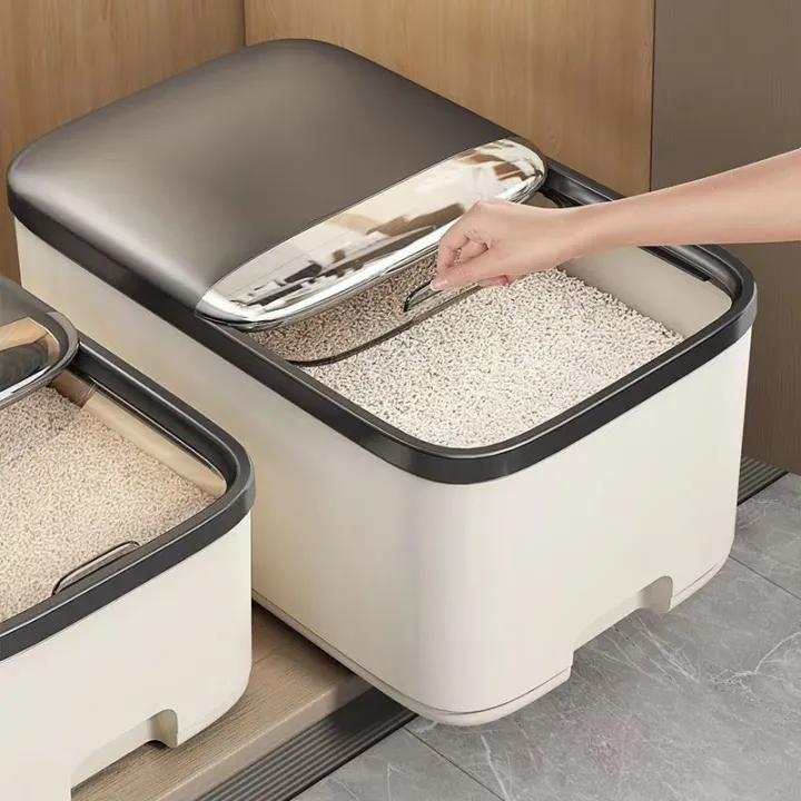 Rice Stack Box 10KG Rice Storage Box Home with Lid Insect Proof Moisture Proof Rice ...