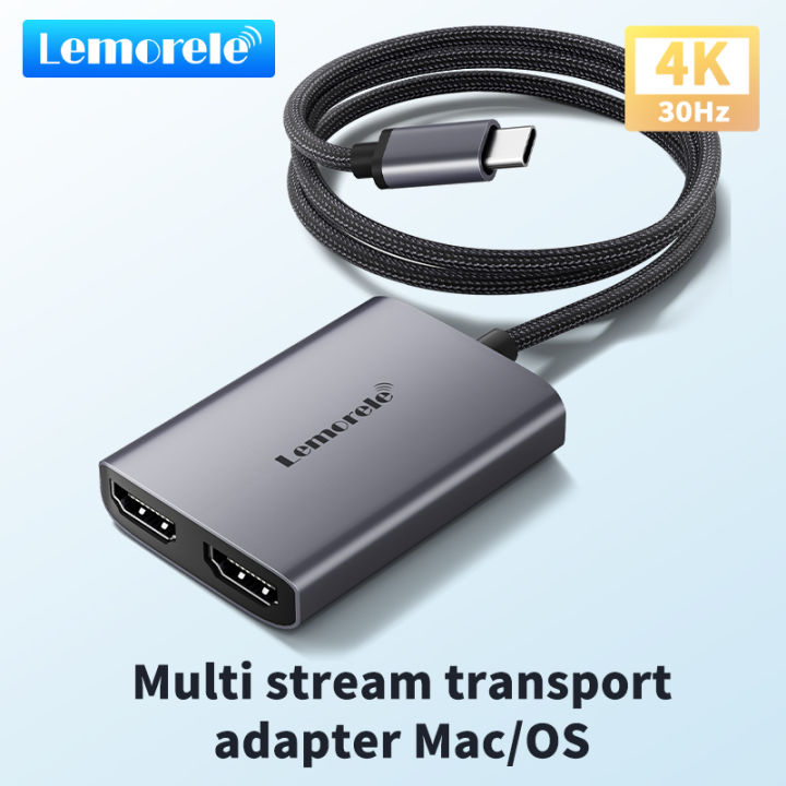 Lemorele HD20 4K USB C Hub for Macbook MST Docking Station Triple Display USB-C/A to 2x HDMI Aluminum Body Braided Cable