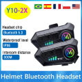 Y10-2X 1/2Pcs Motorcycle Helmet Bluetooth Headset Intercom Long Standby 1000mAh MP3 IPX6 Waterproof  Wireless Hands-free Super. 