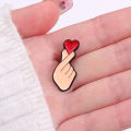 Hand Heart Gesture Enamel Pins Custom Sign Language Brooches Lapel Badges Jewelry for Lover.