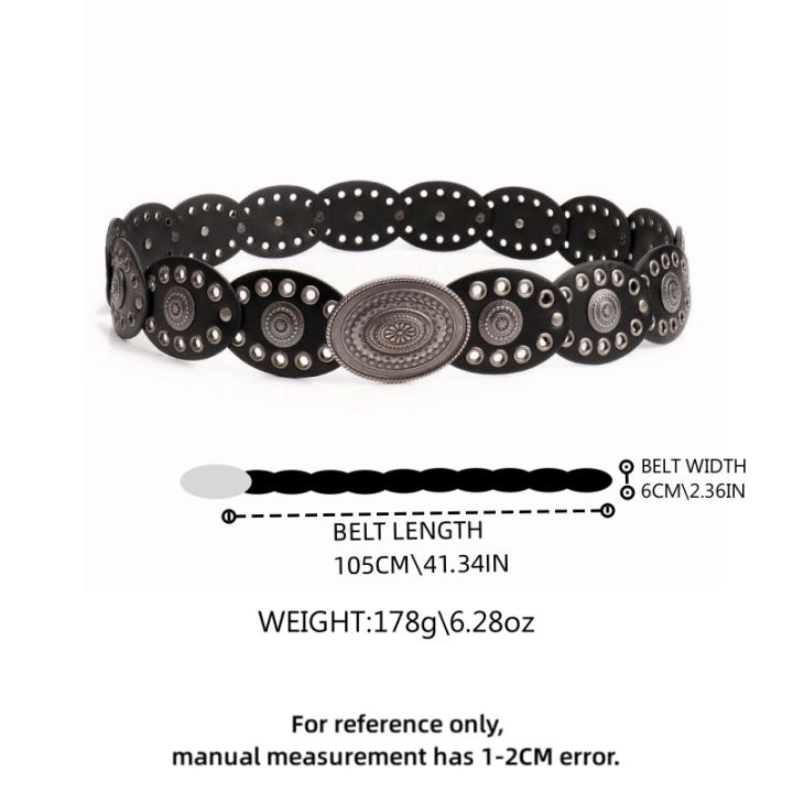 1pc%20Vintage%20Style%20Women'S%20Faux%20PU%20Belt%20with%20Oval%20Rivet%20Buckle%20Waistband%20Vintage%20Personalized%20Belts%20-%20Image%204