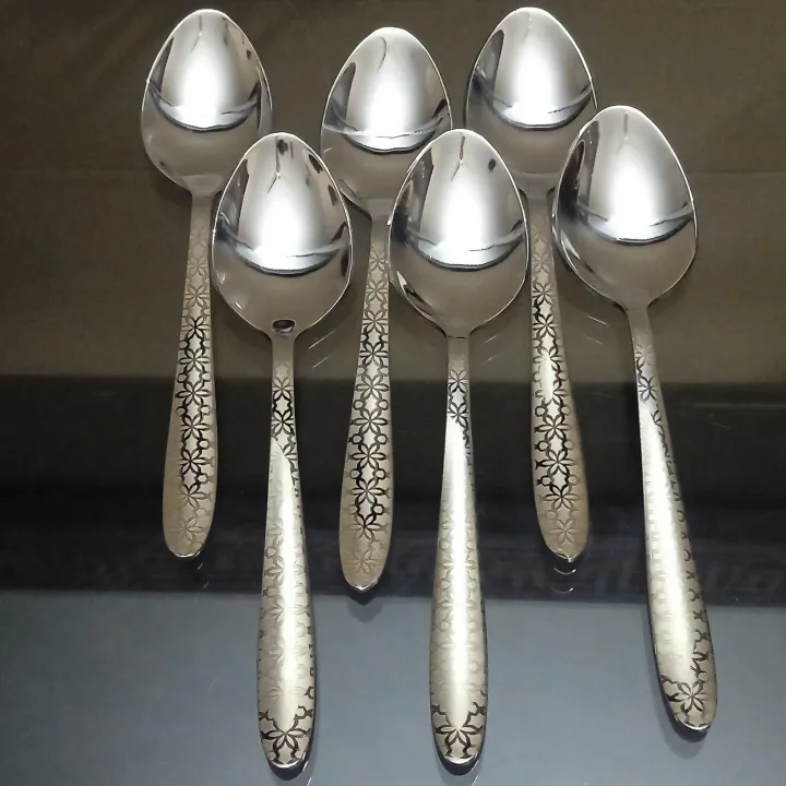 Stainless%20Steel%20Table%20Spoons%20with%20Laser%20Check%20Design/Laser%20Flower%20Design(Set%20of%206)%20-%20Image%207