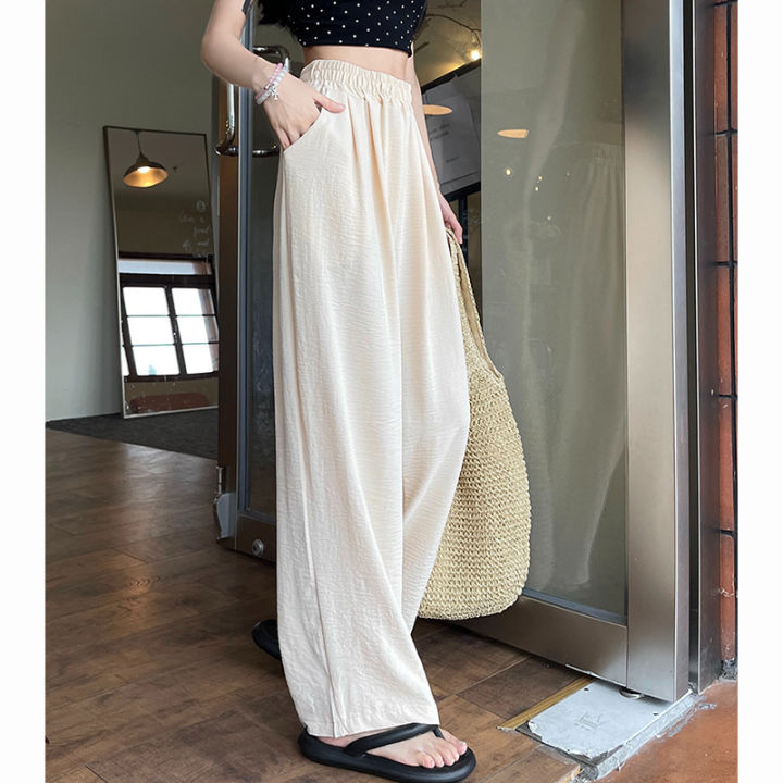 Summer%20Women%20Sweet%20Colorful%20Ice%20Silk%20Pants%20Lady%20Baggy%20Versatile%20Elastic%20Straight%20Leg%20Trousers%20Female%20Wide%20Leg%20High%20Waisted%20Pants%20-%20Image%204
