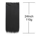 WIGSIN 60cm Synthetic Long Straight Clip In One Piece Hair Extension 5 Clips Brown Black Heat Resistant Fake Hair for Women. 