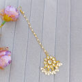 Kundan Pearl Tikli for Women Traditional Indian Hair Accessory.