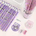 Sanrio Kuromi HB Pencils 12 Pencils & 1 Pencil Roller Stationery Box Set, Student Writing Drawing HB Pencils Sketch Pens. 