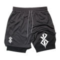 Summer Shorts for Men 2 in 1 Athletic Gym Workout Running Performance Shorts Print with Phone Pocket Quick Dry Breathable.