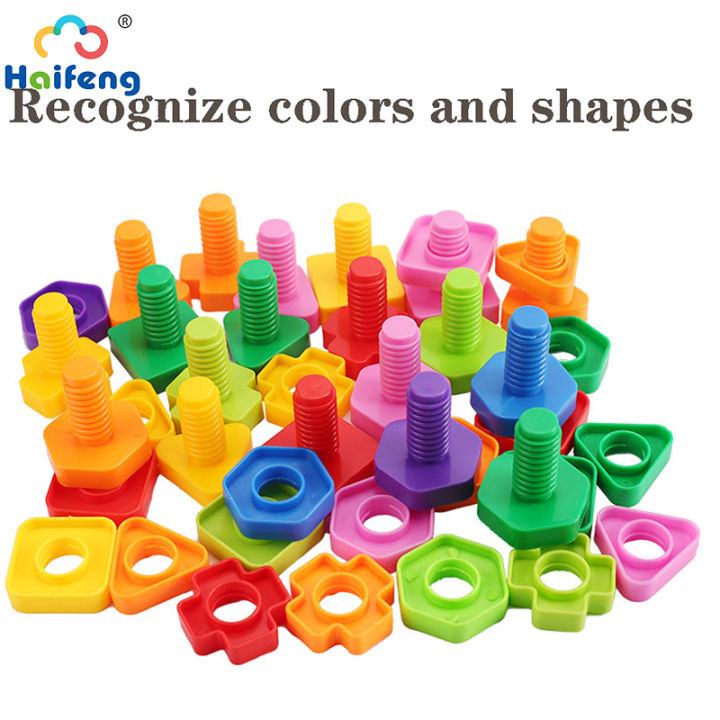 Screw Building Blocks Toy Creative Block Mosaic Puzzle Toys for Children Plastic Insert Blocks Nut Shape Educational Toy