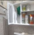 Front storage box cabinet with mirror. 