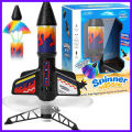Children Rocket Launcher Toy with Parachute Self Launching Motorized Space Rocket Toys Outdoor Launch Game for Boys Kids.
