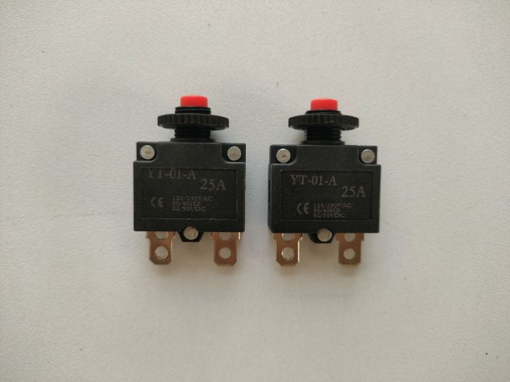 2 PCS 25A Circuit Breaker Current Overload Protector Switch 3A to 25A Load Ampere Limit System Over Load Protection For Any Home amplinces AC 160v 220v 280v and DC 12V 24v 30V