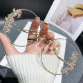 New Rimless Cut Edge Diamond Sunglasses Fashion Round Rhinestone Sunglasses Wave Design Mirror Leg Glasses. 