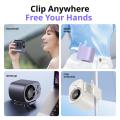 Mini Clip-On Car Fan With Temperature Display Summer Cooling USB Rechargeable Fan For Car Sun Visor White Gray Purple. 