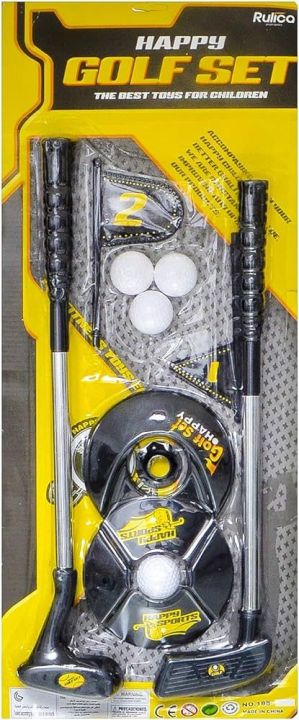 Kids Happy Golf Set Indoor And Outdoor Toy For To Year Stick Balls  Folf Club Set Toy Best Activity Sports (BLACK)