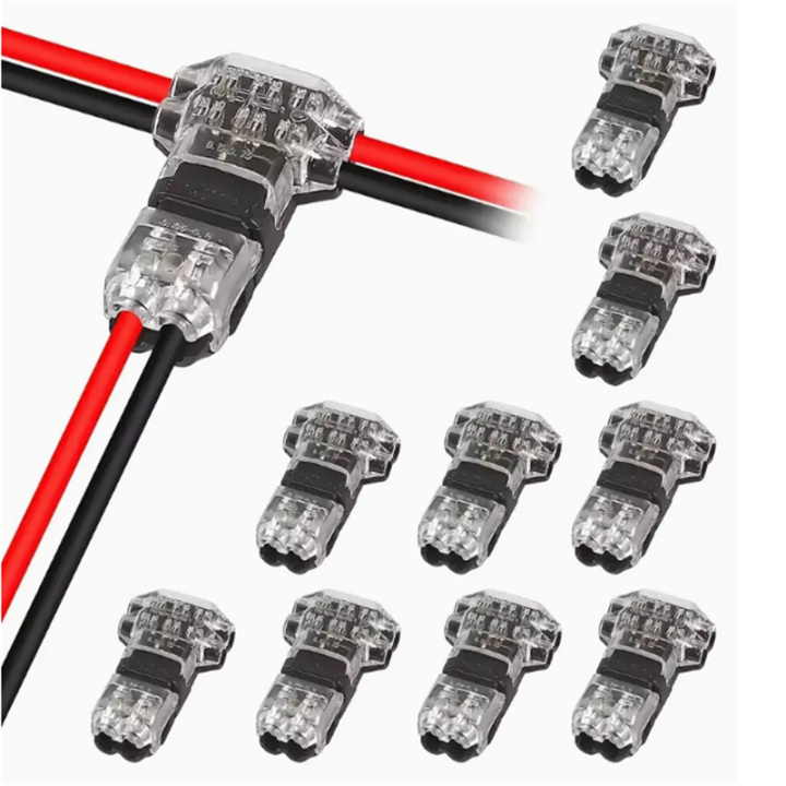 10-Pack 2-Pin Wire Cable Snap-In Connector Terminals – 12V Auto, 22AWG, 10A