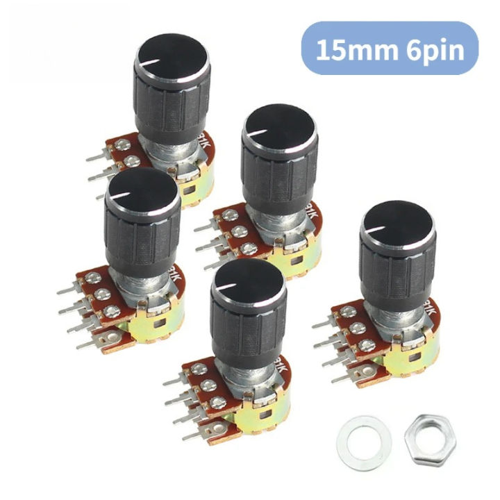 5PCS WH148 15mm 6pin Linear Potentiomete 1K 2K 5K 10K 20K 50K 100K 250K ...