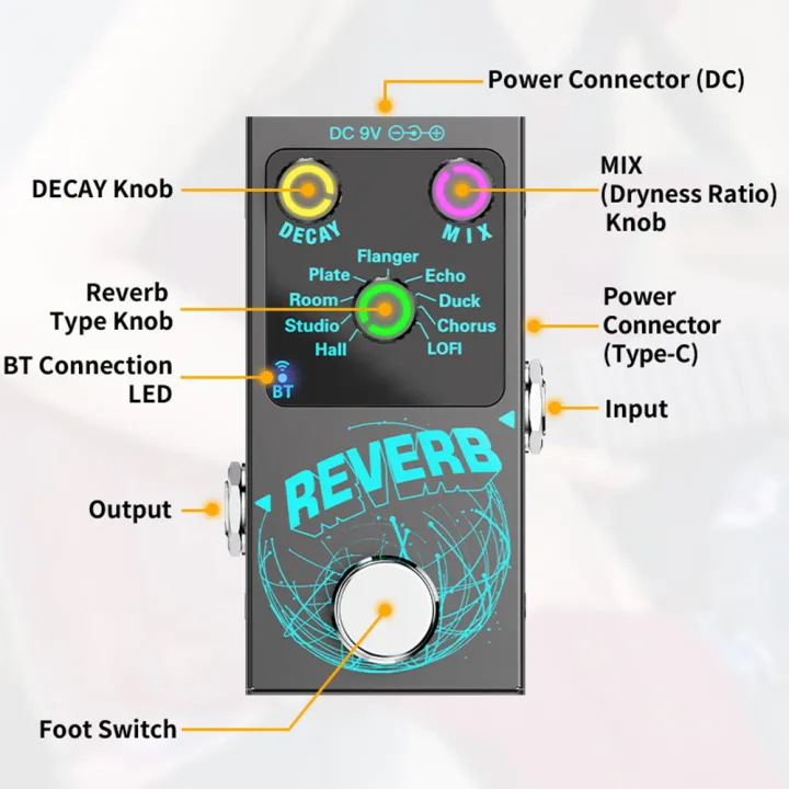 Guitar%20Effects%20Pedal%20Digital%20Reverb%20Guitar%209%20Different%20Reverb%20Guitar%20Effect%20Pedal%20Wireless%20Accompaniment%20DECAY/MIX%20Luminous%20-%20Image%202