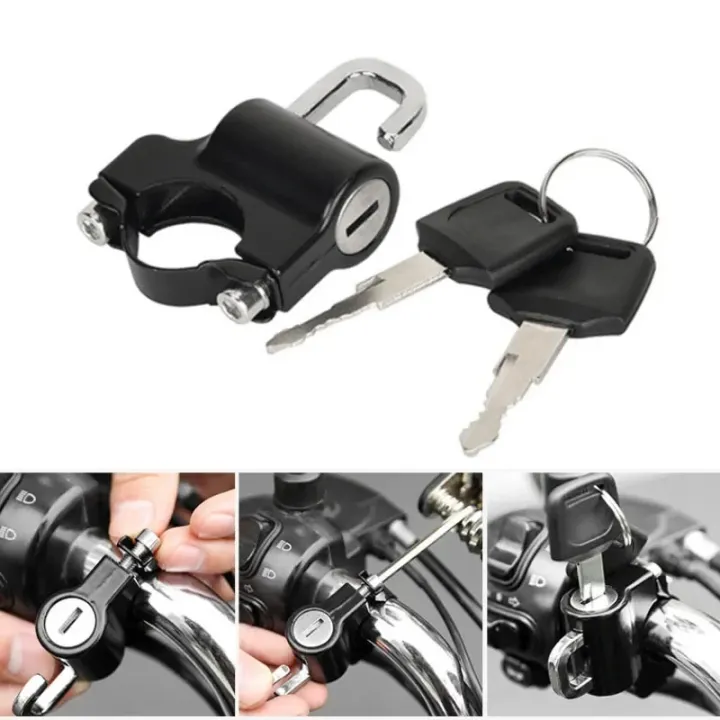 Universal Motorcycle Helmet Lock Bicycles Portable Security Anti-Theft Fixed Helmet Lock for 22-28mm Handlebar Moto Accessories