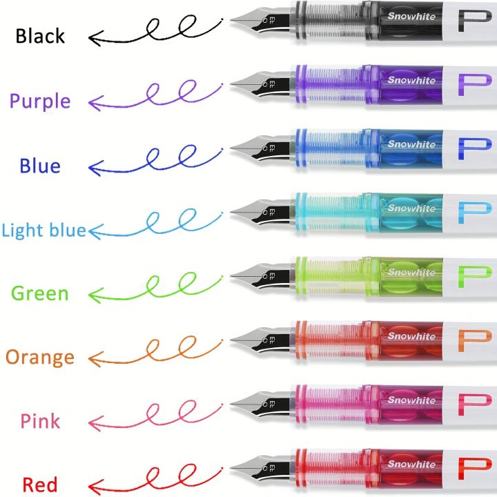 Color Flow Pens 8pcs Disposable Fine Nib Fountain Pens Assorted Colors Smooth Writing ...