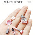 5 pieces/set of dollhouse mini makeup set: 1/12 mini lipstick perfume puff nail polish makeup brush model OB11 accessories.