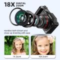 4K Digital Camera for Photography Compact Vlogging Camera Flip Screen 3'' 180° Flip Screen CCD Intelligent Beauty Selfie Filters. 