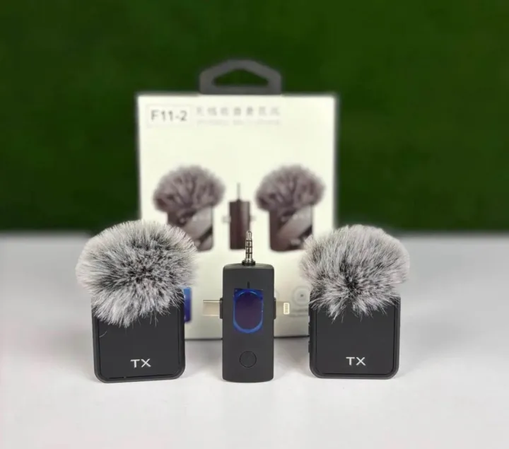 F11-2%203%20in%201%20Wireless%20Microphone,%20Noise%20Cancellation%20Wireless%20Mic%20for%20Youtubers,%20Video%20Recording,%20Facebook,%20Compatible%20with%20Type-C%20Android/iPhone/Cameras/Laptop%20(Dual%202X%20Transmitter)%20-%20Image%202